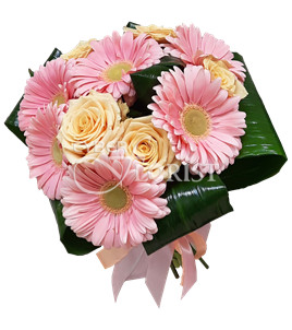 bouquet of roses and gerberas